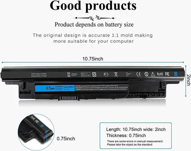 Alt view image 2 of 7 - 65WH Laptop Battery Compatible with Dell MR90Y Inspiron 17 5000 Series, 15-3521 15-3537 15-3543 15r-5521 15r-5537, 17-3737 17r-5737 17r-5727 14r-3437,Latitude14 3000 3540 Series XCMRD P40F