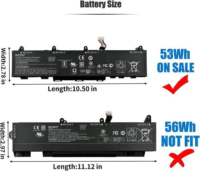 Alt view image 5 of 7 - INTIFO 53Wh CC03XL Laptop Battery Compatible with HP ZBook Firefly 14 G7 G8 EliteBook 830 835 840 845 G7 G8 Series HSTNN-DB9Q HSTNN-IB9F HSTNN-LB8Q L77608-2C1 L78555-005 [11.55V 4400mAh 3-Cell]
