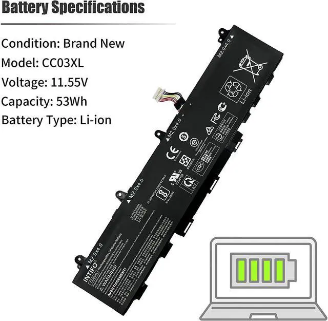 Alt view image 3 of 7 - INTIFO 53Wh CC03XL Laptop Battery Compatible with HP ZBook Firefly 14 G7 G8 EliteBook 830 835 840 845 G7 G8 Series HSTNN-DB9Q HSTNN-IB9F HSTNN-LB8Q L77608-2C1 L78555-005 [11.55V 4400mAh 3-Cell]