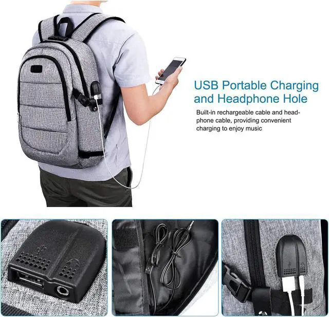 Alt view image 2 of 7 - Laptop Backpack for Men & Women, Anti Theft Waterproof Backpack with USB Charging Port, Travel Business Backpack Fits Under 15.6-Inch Laptop Notebook