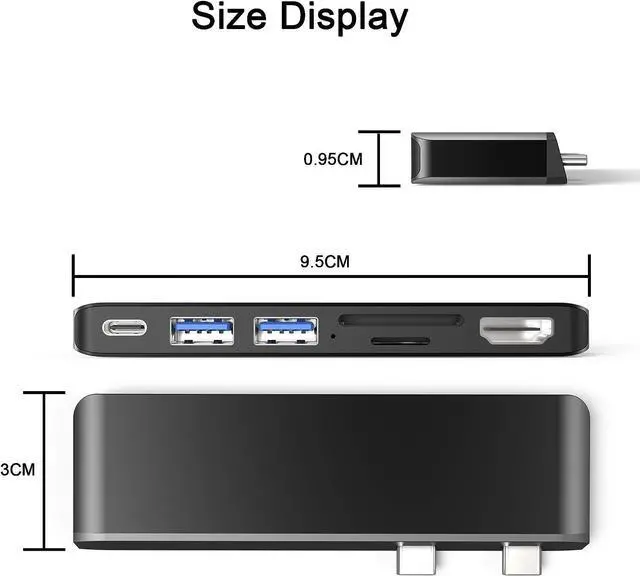 Alt view image 6 of 7 - Surface Pro X Hub, 6 in 2 Laptop Docking Station USB C Display Port, with 4K HDMI, USB 3.1 10Gbps and 2 USB 3.0 5Gbps Data Ports, SD/TF Card Reader, Lightweight and Portable, Plug and Play