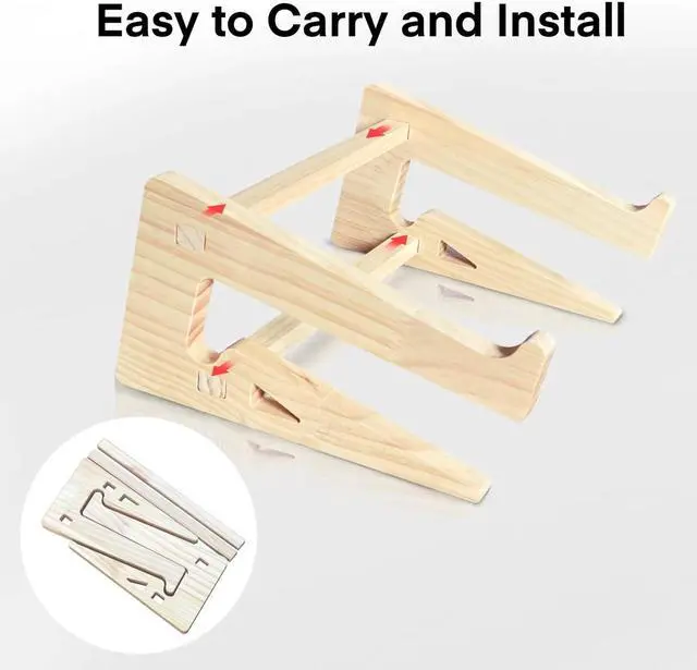 Alt view image 4 of 6 - Wooden Laptop Stand,Vertical Laptop Stand for Desk,Wood Notebook Holder Mount Stand Compatible with MacBook Air Mac Pro, Chromebook, HP, DELL, Acer, Toshiba, Surface, Lenovo etc