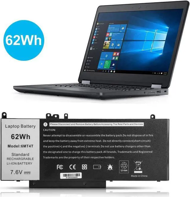 Alt view image 4 of 6 - TREE.NB E5470 E5570 Battery 62WH 6MT4T Battery for Dell Latitude 14 5470 E5470 15 5570 E5570 Notebook 15.6" Part Number:7V69Y TXF9M 79VRK 07V69Y 7.6V 4-Cell