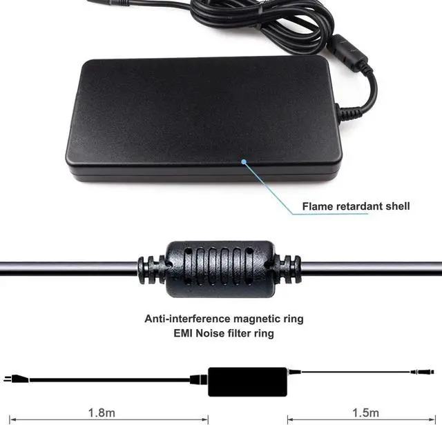 Alt view image 5 of 7 - 240W AC Adapter Laptop Charger 19.5V 12.3A Fit for Dell Alienware M17x R2 M17x R4 M18x Alienware X51 13 15 17 Precision M4700 M6400 M6600 M6800 PA9E FWCRC J211H Y044M Y047M Power Supply Cord