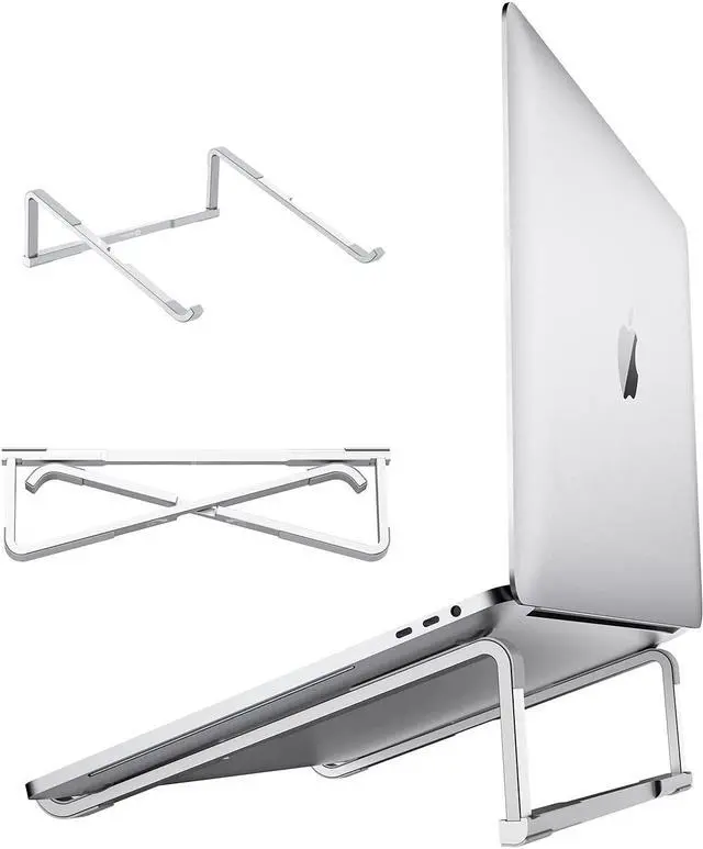Main image of WixGear Laptop Stand for Desk Adjustable Foldable Lightweight Aluminum Laptop Holder Riser, Flat Folding for Storage/Travel