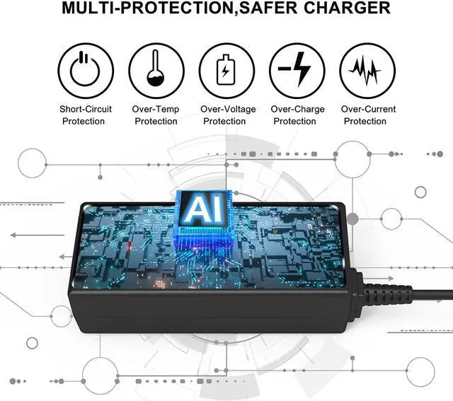 Alt view image 6 of 7 - Universal 45W Type C USB C Chromebook Charger Laptop Replacement for HP 14 14A 11 11A G9 6 7 8 EE X360 14-ca051wm 14-ca052wm    Google   Chromebook Charger Power Cord Adapter
