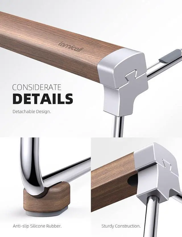 Alt view image 6 of 7 - Laptop Stand Desk Walnut Wood Laptop Riser Portable Removable Aluminum Ventilated Ergonomic Computer Notebook Stand Holder Elevator for MacBook Air Pro  XPS HP (10-16) - Silver