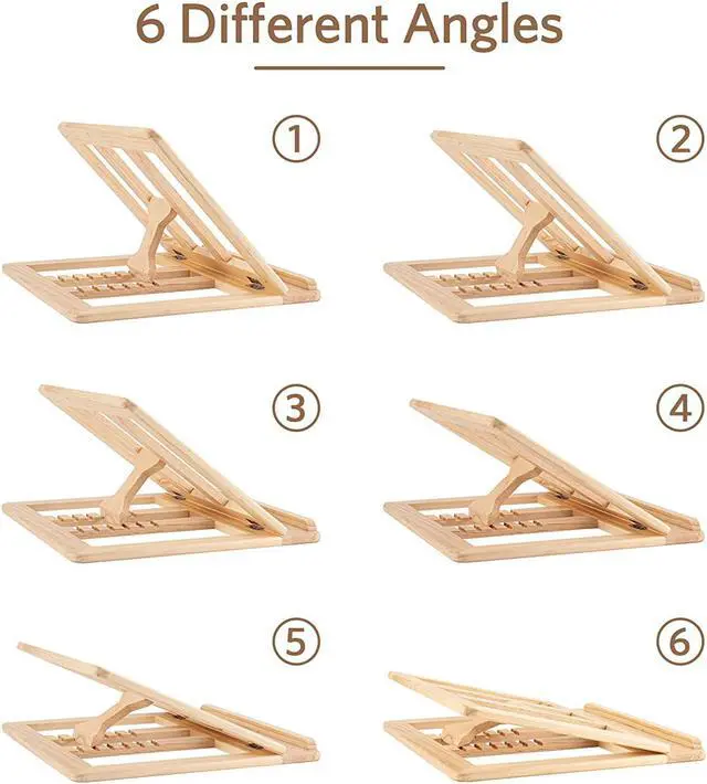 Alt view image 2 of 7 - Wooden Laptop Stand for Desk with Free Phone Holder, Foldable and Adjustable Ergonomic Laptop Riser for 10-15.6 Inch Notebooks, Portable MacBook Stand (Natural Wood, Universal Fit)