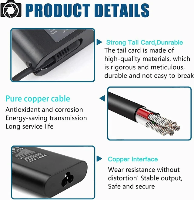 Alt view image 6 of 7 - Laptop Charger 65W for Dell Latitude 7490 7400 7480 5400 5490 5500 5590 5480 5580 3310 7290 5290 E5470 E5440 E5570 E7250 E7450 E6540 E7440 E6440 E6430 Power Cord Supply Computer Ac Adapter Replacement