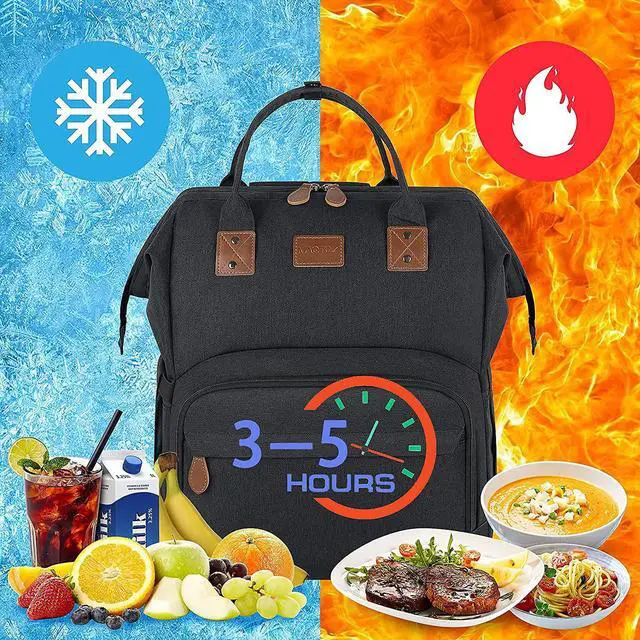 Alt view image 4 of 7 - Gifts for Him Her, Extra Large Lunch Backpack, 17 Inch Travel Laptop Backpack for Women Men, USB Port Large Bookbag, Insulated Cooler Backpack Lunch Box Nurse Work Backpacks, Black