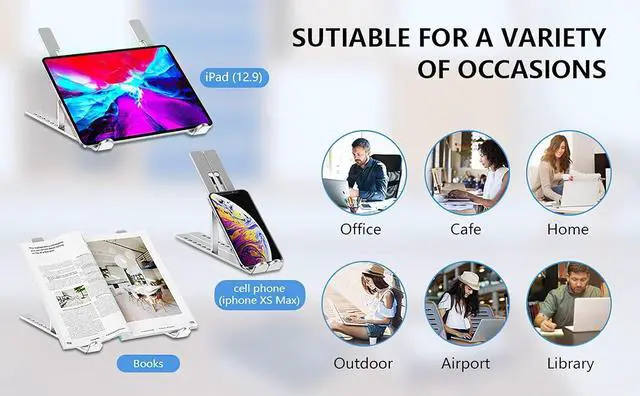 Alt view image 4 of 7 - Laptop Stand, Adjustable Aluminum Foldable Portable Holder, Upgrade Whole Anti-Slip Silicone Pad, Laptop Riser for Desk Compatible with MacBook Air Pro/iPad, Lenovo and More 10-15.6 Tablets