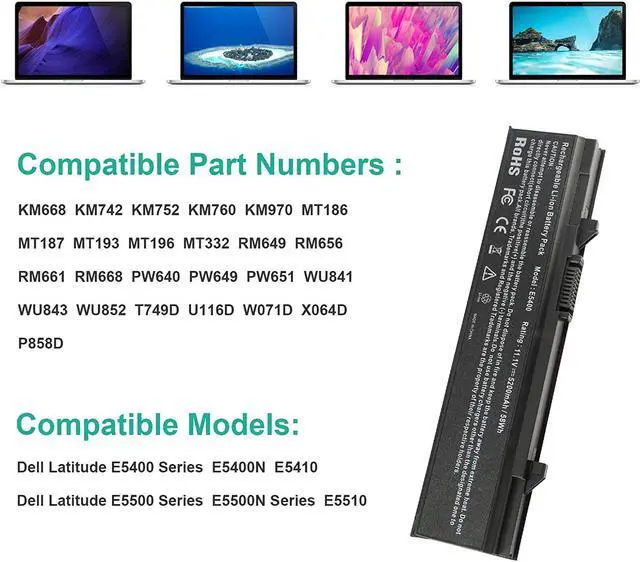 Alt view image 3 of 5 - HIGH QUALITY FUTUREBATT FUTUREBATT Replacement Laptop Battery for Dell Latitude E5400 E5410 E5500 E5510 KM742 KM769 RM656 T749D[11.1V 58Wh]