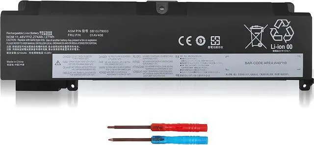 Main image of 01AV406 Laptop Battery Replacement for Lenovo ThinkPad T460S T470S Series Notebook Internal 01AV405 00HW025 SB10J79003 00HW038 00HW024 01AV462 01AV407 01AV408 11.46V 27Wh 2274mAh 3-Cell