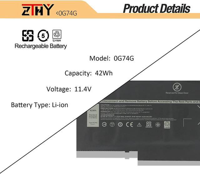 Alt view image 3 of 7 - ZTHY 0G74G Laptop Battery Replacement for Dell Latitude 5300 2-in-1 5310 7300 7400 Series Notebook OG74G 02PFPW 2PFPW 3KF82 8JYHH 11.4V 42Wh 3500mAh 3-Cell