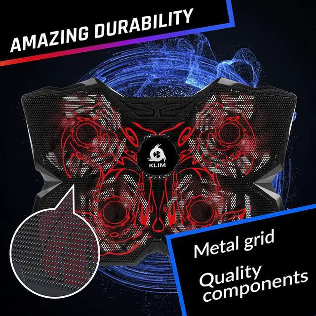Alt view image 4 of 7 - KLIM Wind Laptop Cooling Pad - More Than 500,000 Units Sold - New - Powerful Rapid Action Laptop Cooler - Laptop Stand with 4 Cooling Fans - 2 USB Ports - PC Mac PS5 PS4 Xbox One - Cobra Red