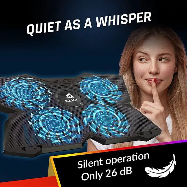 Alt view image 6 of 7 - KLIM Wind Laptop Cooling Pad - More Than 500,000 Units Sold - New 2024 - Powerful Rapid Action Laptop Cooler - Laptop Stand with 4 Cooling Fans - 2 USB Ports - PC Mac PS5 PS4 Xbox One - Diamond