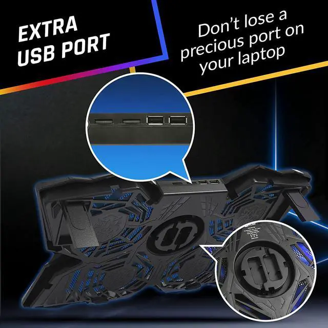 Alt view image 7 of 7 - KLIM Wind Laptop Cooling Pad - More Than 500,000 Units Sold - New 2024 - Powerful Rapid Action Laptop Cooler - Laptop Stand with 4 Cooling Fans - 2 USB Ports - PC Mac PS5 PS4 Xbox One - Diamond