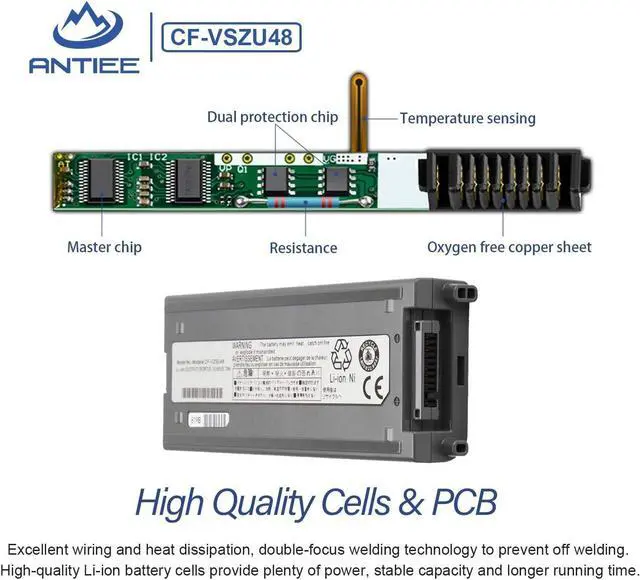 Alt view image 3 of 7 - ANTIEE CF-VZSU48 Laptop Battery Replacement for Panasonic Toughbook CF-19 CF19 MK1 MK2 MK3 MK4 MK5 MK6 MK7 MK8 Series CF-VZSU48U CF-VZSU28 CF-VZSU48R CF-VZSU50 CF-VZSU58U 10.65V 58Wh
