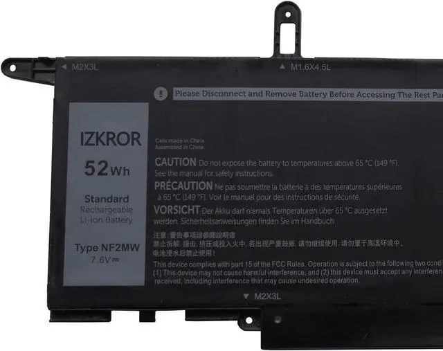 Alt view image 2 of 5 - Andglim IZKROR NF2MW 52Wh 6500mAh Battery Replacement for Dell Latitude 7400 2-in-1 / Latitude 14 9410 Series Laptop 7146W 085XM8 08W3YY 0C76H7 C76H7 G8F6M 0G8F6M 02K0CK DJ5GG P110G P110G001 7.6V