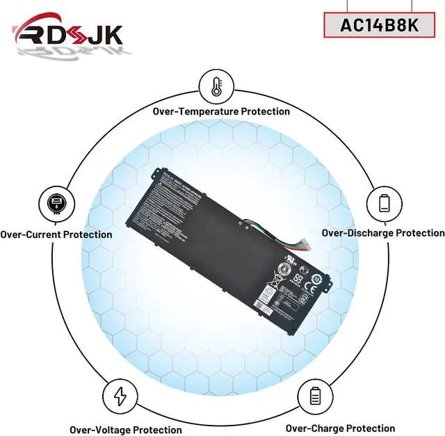 Alt view image 6 of 7 - AC14B8K AC14B3K Laptop Battery for Acer Aspire R3-131T R5-471T R5-571T R7-371T Chromebook CB3-111 CB3-511 CB3-531 CB5-571 Swift 3 SF314-51 SF314-52 Nitro 5 AN515-51 AN515-52 AN515-53 Series 15.2V 48Wh