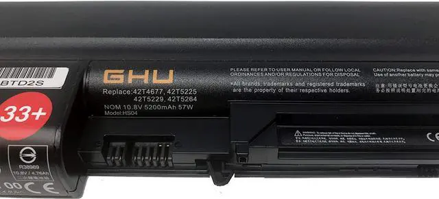 Alt view image 4 of 6 - GHU New Battery 57 Wh for 33+ 41U3198 43R2499 42T4531 Compatible with Lenovo Thinkpad T61 R61 R61i 14-Inch Widescreen R400 T400 42T5263 42T5229 42T5227 42T4677 42T5265 42T4552 42T5228 42T4530