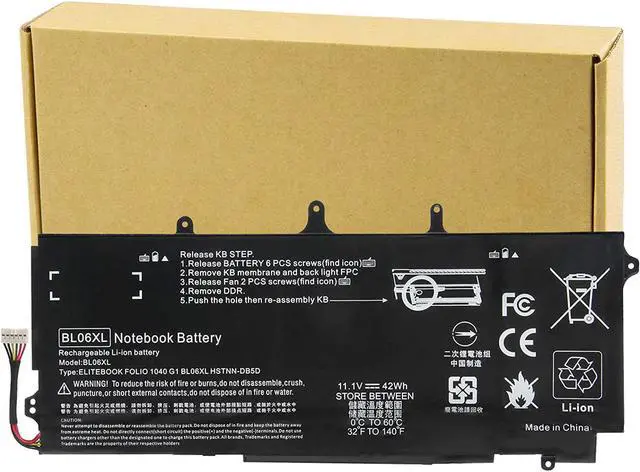 Main image of BL06042XL Battery fit HP EliteBook Folio 1040 G0 G1 G2, P/N: HSTNN-DB5D IB5D W02C 722236-171 1C1 271 2C1 722297-001 005 F450 F450C BL06XL -Futurebatt