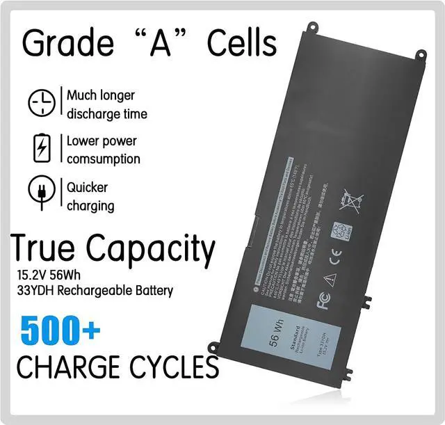 Alt view image 2 of 6 - Laptop 33YDH Battery for Dell Inspiron 17 7000 7778 7779 7786 7773 15 7577 7573 G3 15 3579 G3 17 3779 G5 5587 G7 7588 Latitude 13 3380 14 3490 15 3590 3580 PVHT1 P30E P30E001 81PF3 081PF3 451-BCDM