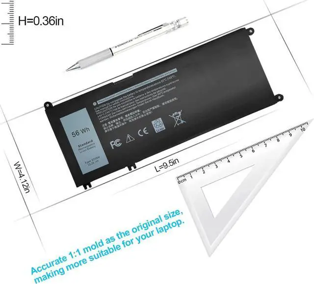 Alt view image 4 of 6 - Laptop 33YDH Battery for Dell Inspiron 17 7000 7778 7779 7786 7773 15 7577 7573 G3 15 3579 G3 17 3779 G5 5587 G7 7588 Latitude 13 3380 14 3490 15 3590 3580 PVHT1 P30E P30E001 81PF3 081PF3 451-BCDM