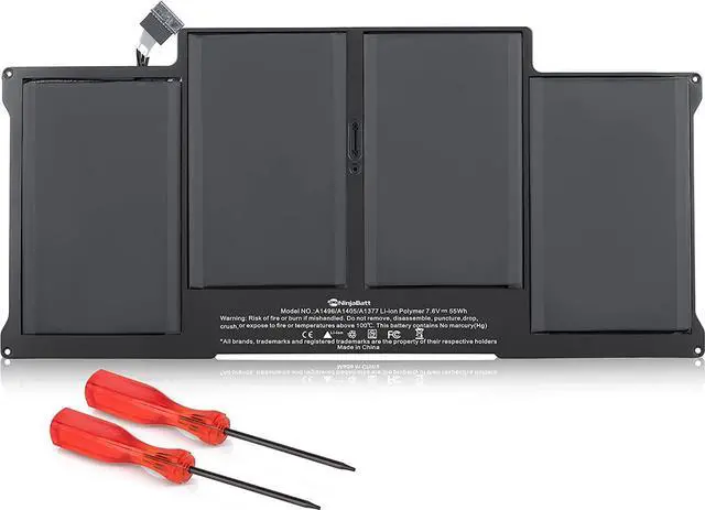Alt view image 6 of 6 - NinjaBatt Battery A1466 A1496 for Apple MacBook Air 13 Inch [2010 2011 2012 2013 2014 2015 2017 Years] A1369 A1405 A1377 - High Performance [7200mAh/55Wh/7.6V]