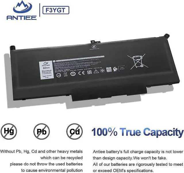 Alt view image 3 of 7 - ANTIEE F3YGT Laptop Battery for Dell Latitude 12 7000 7280 7290 P29S002 13 7000 7380 7390 14 7000 7490 7480 P28S P28S001 P73G P73G001 P73G002 Series DM6WC DM3WC 2X39G KG7VF 451-BBYE 453-BBCF Notebook