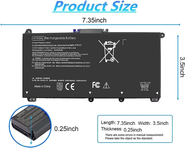 Alt view image 4 of 7 - HTO3XL HT03XL L11119-855 Laptop Battery for HP Spare Pavilion 15-da0xxx 15-cs0xxx 15-cs3073cl 15-cs3153cl 15-cs1065cl 15-da0014dx 15-da012dx 15-db0011dx 17-by0053cl 14-dk1013dx 15-cs0053cl