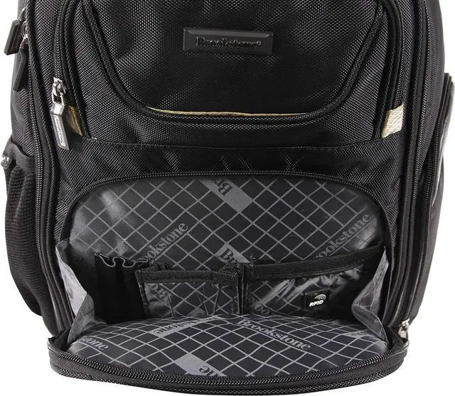 Alt view image 5 of 7 - Hayes Laptop Backpack, Black/Gold, 18 Inch