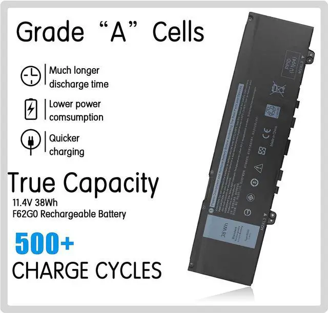 Alt view image 2 of 7 - 38Wh F62G0 Laptop Battery Fit for Dell Inspiron 13 7000 7373 7386 2 in 1 7370 7380 5370 P91G P83G P87G P91G001 P83G001 P83G002 P87G001 F62GO RPJC3 39DY5 039DY5 0RPJC3 Vostro 5370 C-BPD85-02