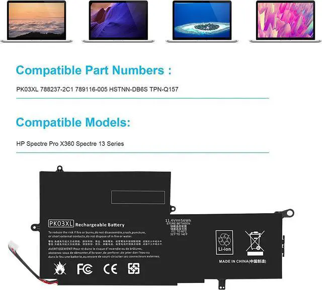Alt view image 5 of 7 - Fancy Buying PK03XL Laptop Battery Replacement for HP Spectre Pro X360 G1 G2 Spectre 13-4000 13-4100 13-4200 13-4000nf 13-4006tu 13-4103dx 13-4003dx Laptop 789116-005 788237-2C1 HSTNN-DB6S TPN-Q157