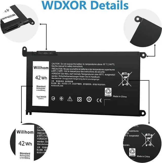 Alt view image 5 of 7 - Willhom WDX0R WDXOR Laptop Battery Replace 42Wh for Dell inspiron 17 5767/15 5000 7000 Series 5567 5565 5568 5570 5578 7560 7569 7570 7579/13 5368 5378 5379 7368 7378/14 7460 FC92N 3CRH3 T2JX4