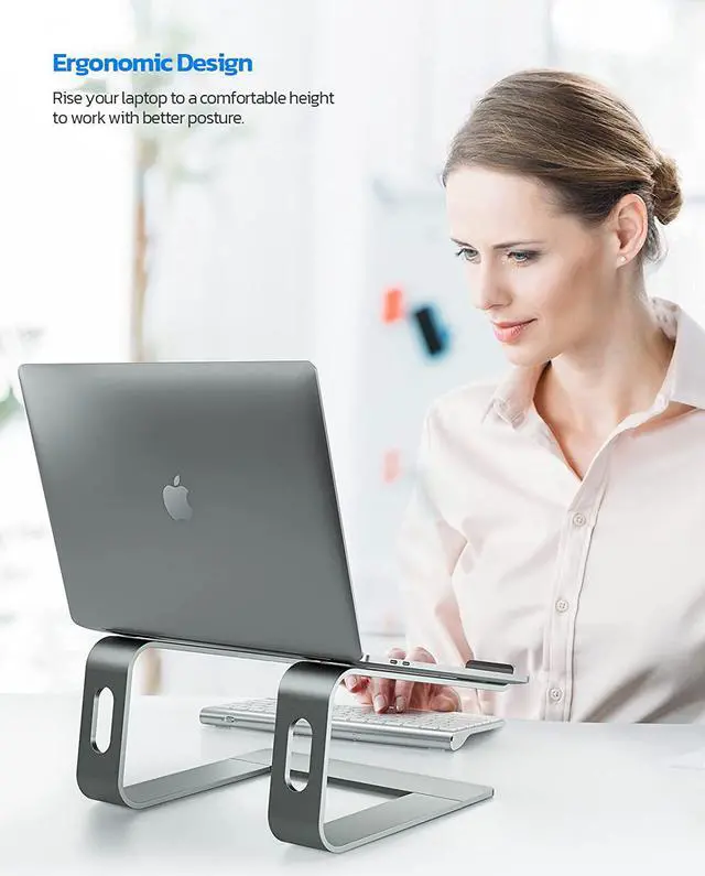 Alt view image 2 of 7 - Laptop Stand Detachable Laptop Mount Aluminum Laptop Holder Stand for Desk Compatible with MacBook Air/Pro  HP  and All Laptops (11-16 inch) Silver