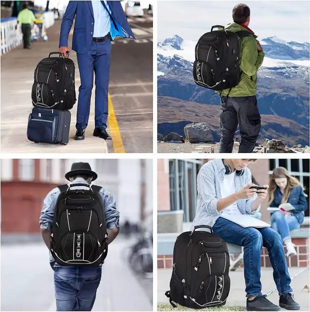 Alt view image 7 of 7 - 18.4 inch Gaming Laptop Backpacks with USB Charging Port, Big Capacity TSA Friendly RFID Anti Theft Pocket College Heavy Duty Computer Work bag for Men