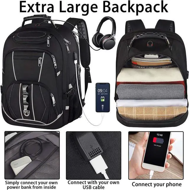 Alt view image 4 of 7 - 18.4 inch Gaming Laptop Backpacks with USB Charging Port, Big Capacity TSA Friendly RFID Anti Theft Pocket College Heavy Duty Computer Work bag for Men