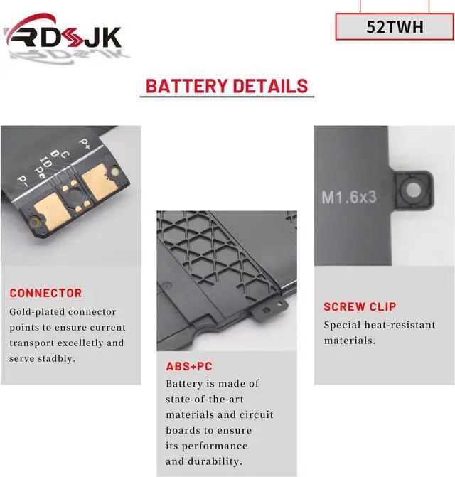 Alt view image 5 of 7 - RDSJK 52TWH Laptop Battery for Dell XPS 13 7390 2-in-1 13.3" Series Notebook P103G P103G001 P103G002 052TWH XX3T7 0XX3T7 MM6M8 0MM6M8 7.6V 51Wh