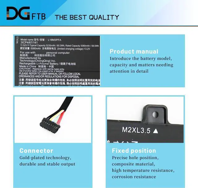 Alt view image 2 of 7 - L18M3PFA L18D3PF2 Laptop Battery for Lenovo Yoga C740-15IML C740-15 Series 5B10T83740 5B10W67402 5B10T83739 5B10W67258 SB10W67375 5B10W67258 3ICP467141 (11.52V 60.3Wh5235mAh), L17M3PG1