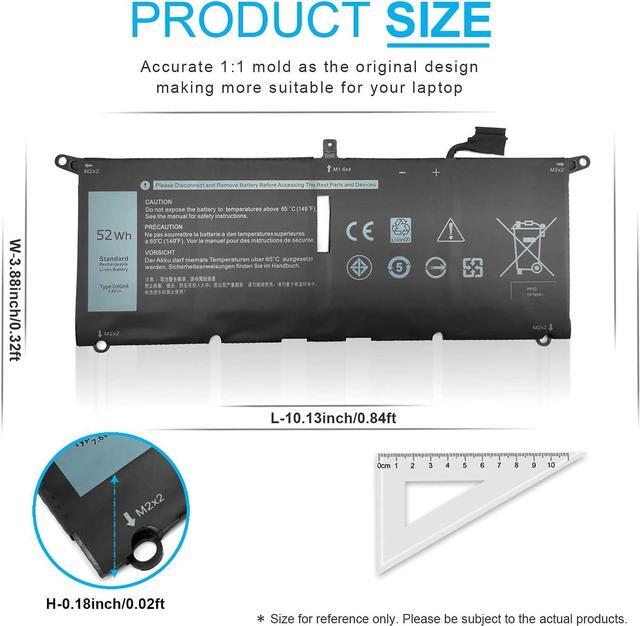 Alt view image 4 of 6 - 52Wh DXGH8 7.6V Battery for Dell XPS 13 9370 9380 Inspiron 13 7390 7391 2-in-1 5390 5391 14 7490 Latitude 3301 Vostro 13 5390 5391 G8VCF H754V 0H754V V48RM HK6N5 P82G P82G002 P113G P114G P115G 4 Cell
