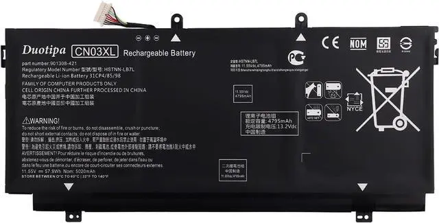 Alt view image 2 of 4 - Duotipa New CN03XL Laptop Battery Compatible with HP Spectre X360 13-AC033DX 13-AB001 HSTNN-LB7L 57.9Wh
