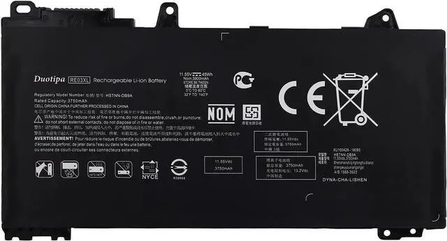 Alt view image 2 of 3 - Duotipa New RE03XL Laptop Battery Compatible with HP ProBook 430 440 450 G6 zhan66 Pro 13 G2 HSTNN-OB1C