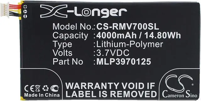 Main image of Replacement Battery for Verizon Elipsis QMV7A 7in QMV7B MV7A QMV7A 8GB,fits Part No MLP3970125, 3.7V 4000mAh / 14.80Wh Li-Polymer