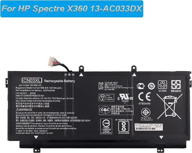 Alt view image 2 of 4 - E-YIIVIIL Replacement Battery CN03XL Compatible with HP Spectre X360 13-AC033DX 13-AB001 HSTNN-LB7L 57.9Wh
