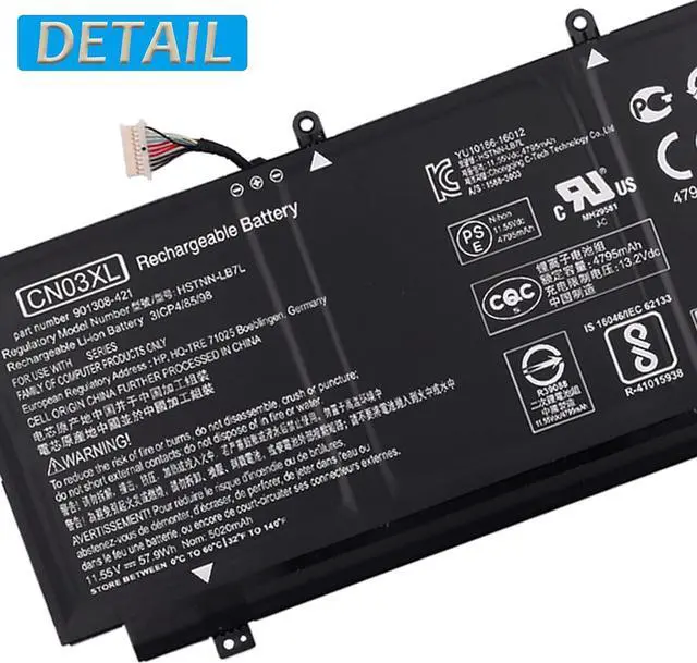 Alt view image 4 of 4 - E-YIIVIIL Replacement Battery CN03XL Compatible with HP Spectre X360 13-AC033DX 13-AB001 HSTNN-LB7L 57.9Wh