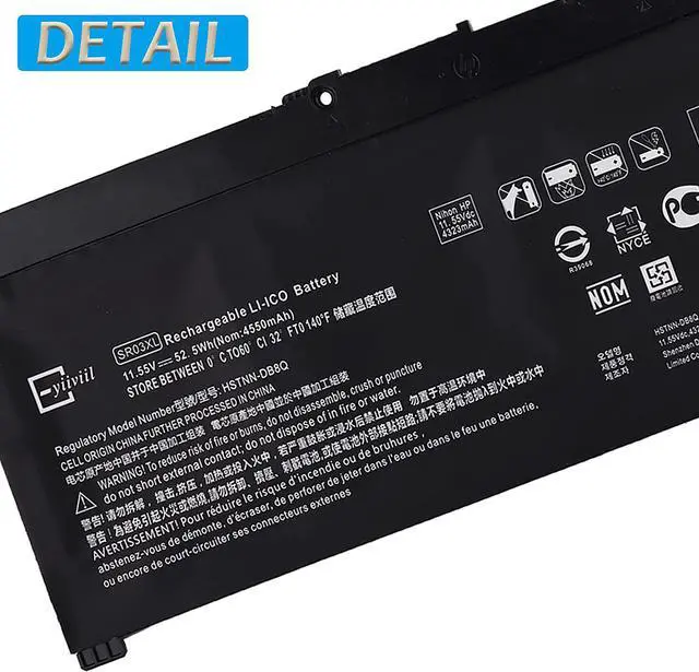 Alt view image 4 of 4 - E-YIIVIIL Replacement Battery SR03XL Compatible with HP Pavilion 15-CX 15-CX0020NR L08855-855 HSTNN-IB8L HSTNN-DB8Q 52.5Wh