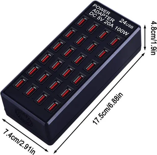 Alt view image 5 of 5 - 24-Port 100W (20 A) USB Charging Station, Home-Sized Desktop USB Fast Charger, Multiple USB Desktop Chargers for Hotels, Schools, Shops, Shopping malls and Travel
