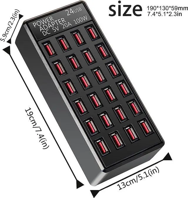 Alt view image 3 of 7 - 100w 24(20A) Port, USB Fast Charging Station,Travel Desktop USB Rapid Charger,Multi Ports Charging Station Organizer Compatible with Smartphones,Tables,and More Devices
