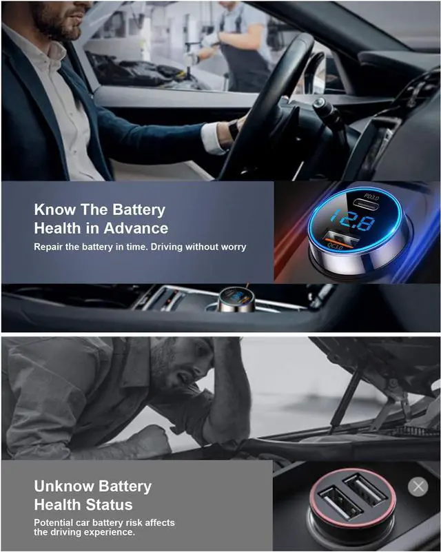 Alt view image 4 of 7 - [Pure Copper] USB C Car Charger 45W Dual USB Car Charger Adapter with 27W/20W PD Port Fast QC3.0 LED Voltmeter for iPhone 15 14 13 Max/Pro/Plus/Mini Pixel 7/6/5  S22/21 More